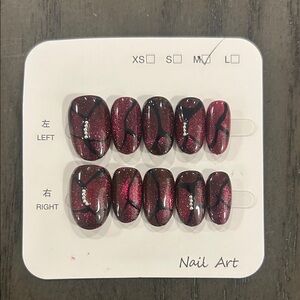 Medium Size Red and Black Glitter Nail Art Set